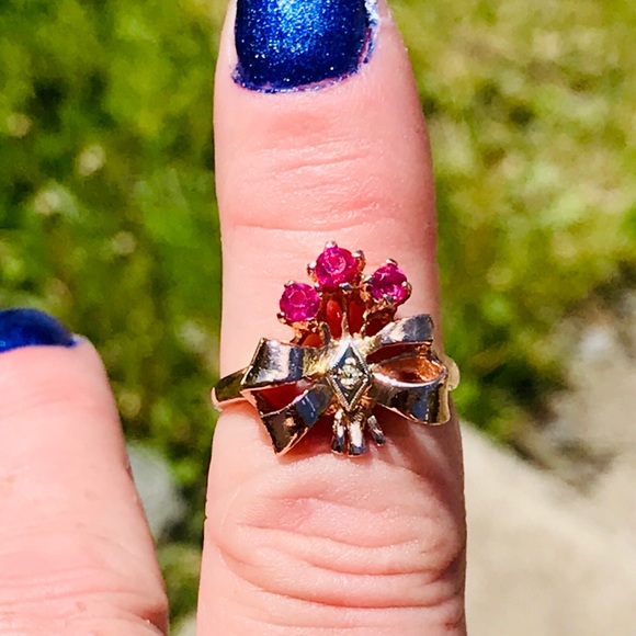 ❌❌❌SOLD ❌❌❌RUBIES AND DIAMOND 14 KT ROSE GOLD RING - Picture 12 of 16